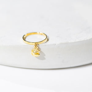 Fortune Cookie Charm Ring - Gold